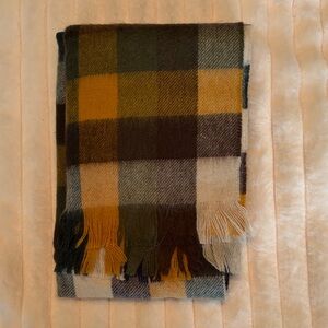 Barbour Lambswool Scarf in Blue and Gold
